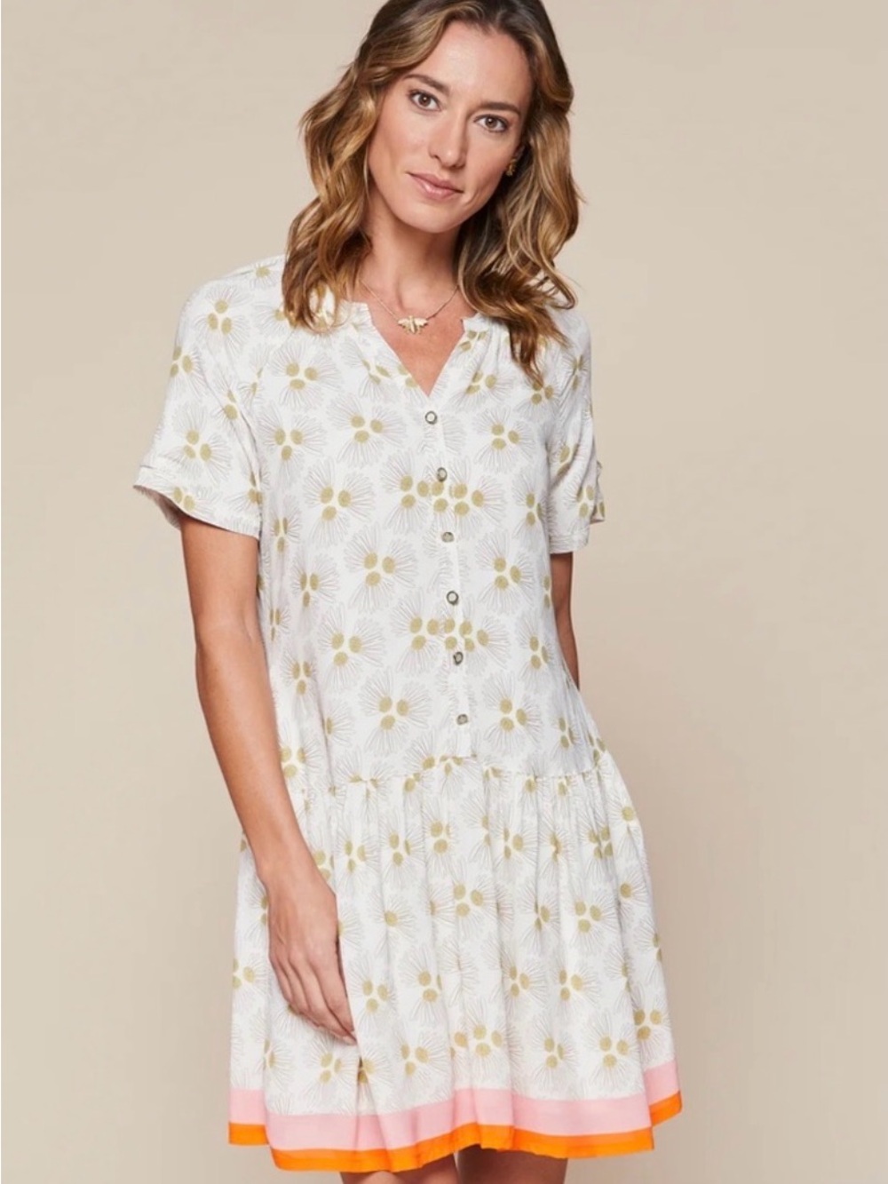 Spartina 449 Daisy Poppy Floral Button Front Short Sleeve Dress Size XXL